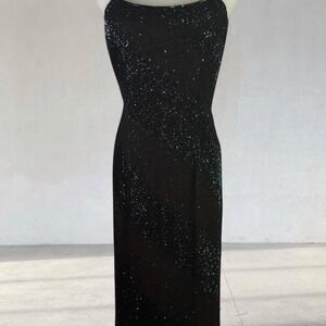 Y2K vintage black/ chocolate brown sparkle beaded gown